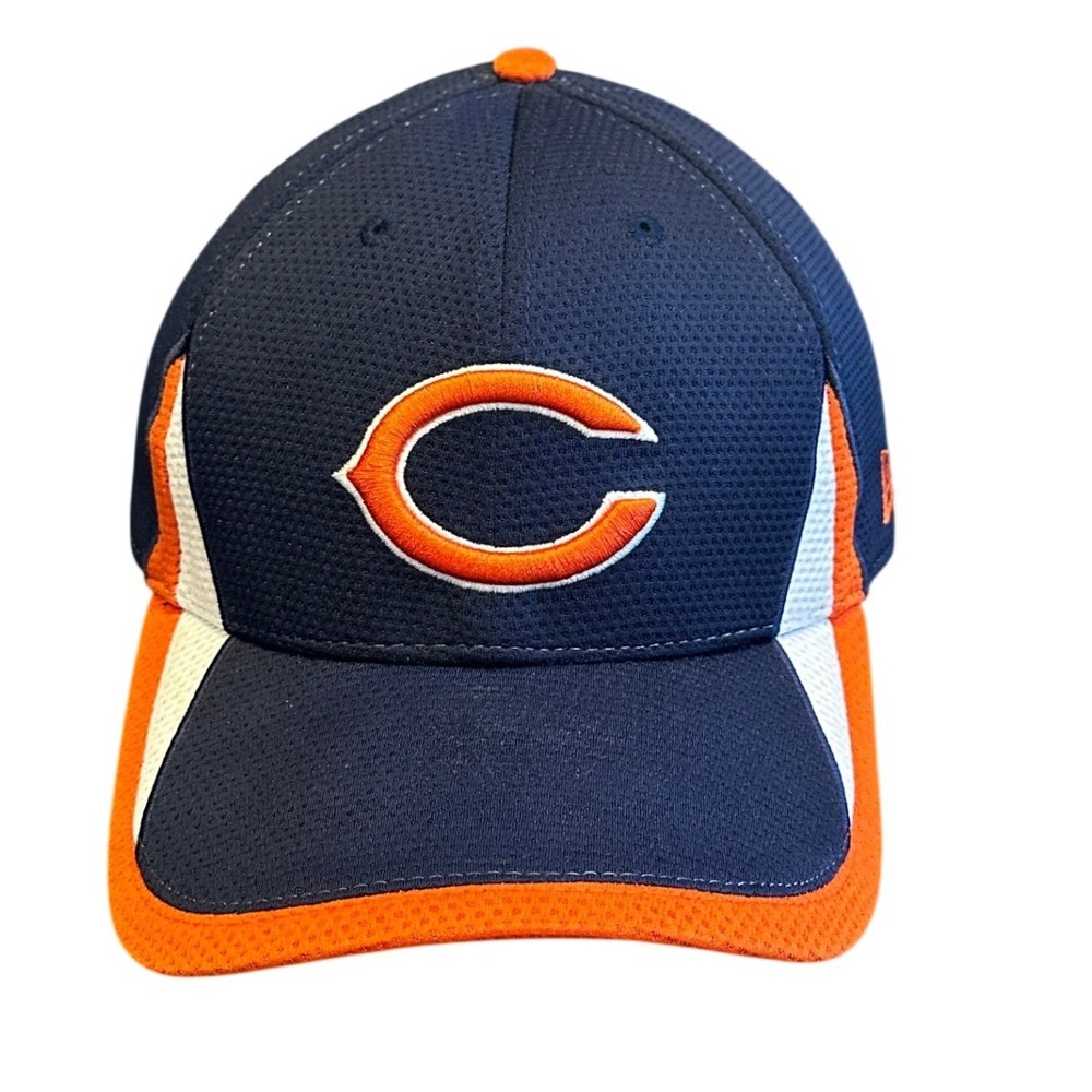 Chicago Bears New Era 39THIRTY Flex Fit Baseball Cap Hat Large XL Orange Navy